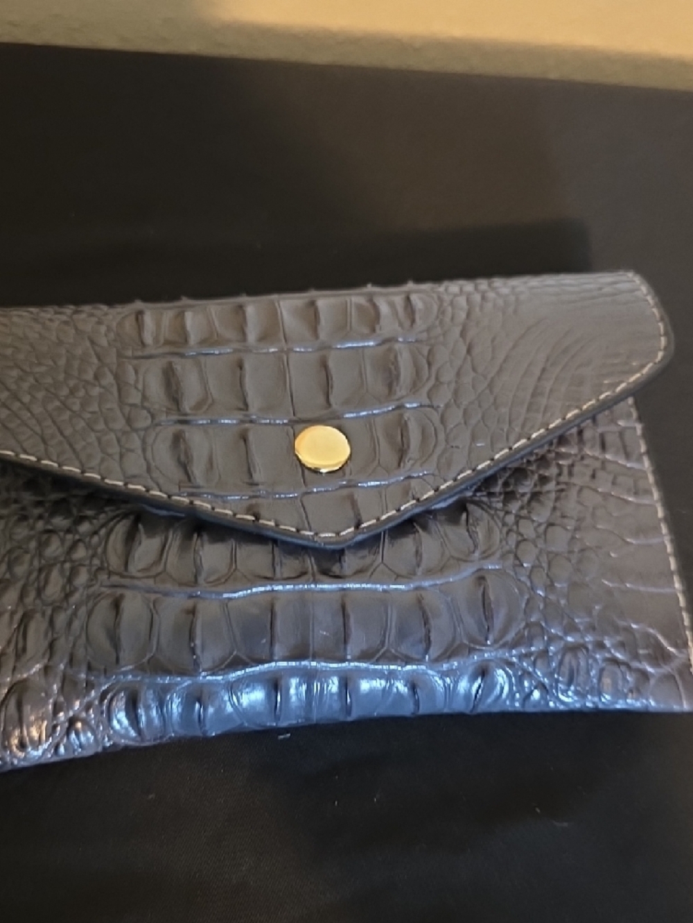 Women's Dark Grey Croc-Embossed Handbag and Wallet Set - Picture 3 of 10